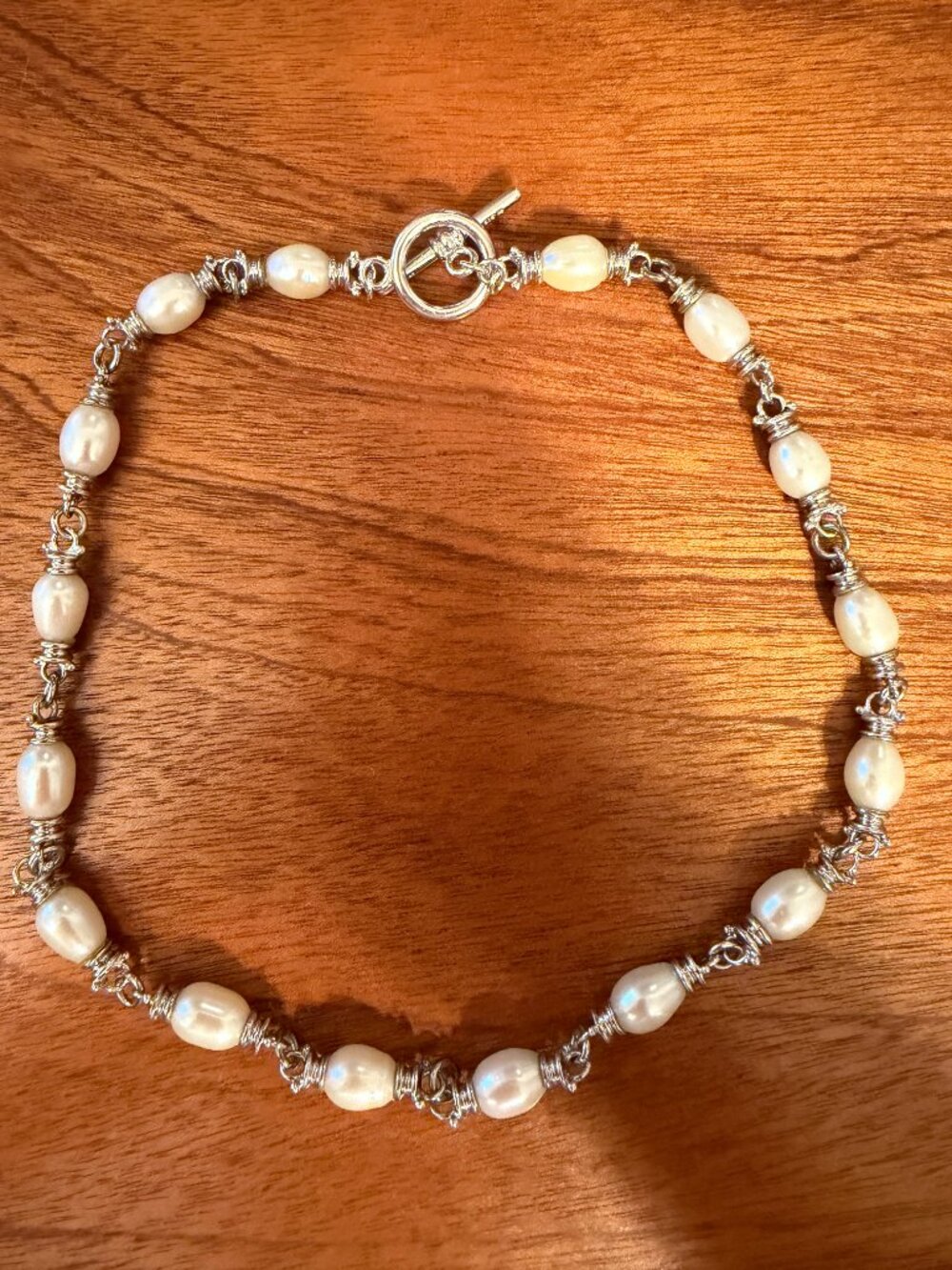 Michael Dawkins Sterling Silver & White Freshwater Baroque Pearl Toggle Necklace